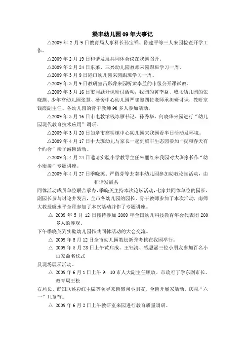 梁丰幼儿园09年大事记
