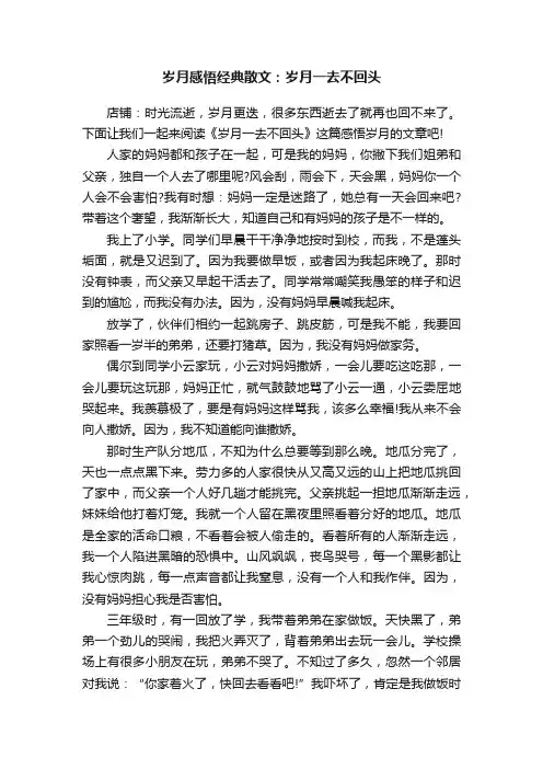 岁月感悟经典散文：岁月一去不回头