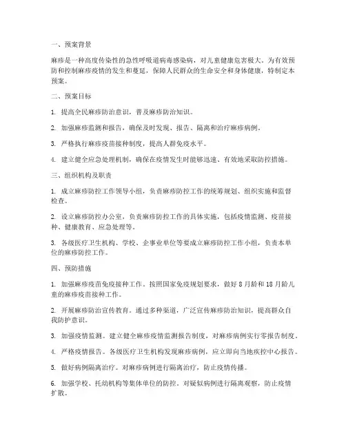 麻疹预防的应急预案