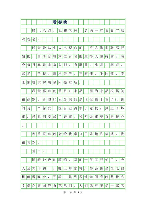 2019年看春晚作文200字
