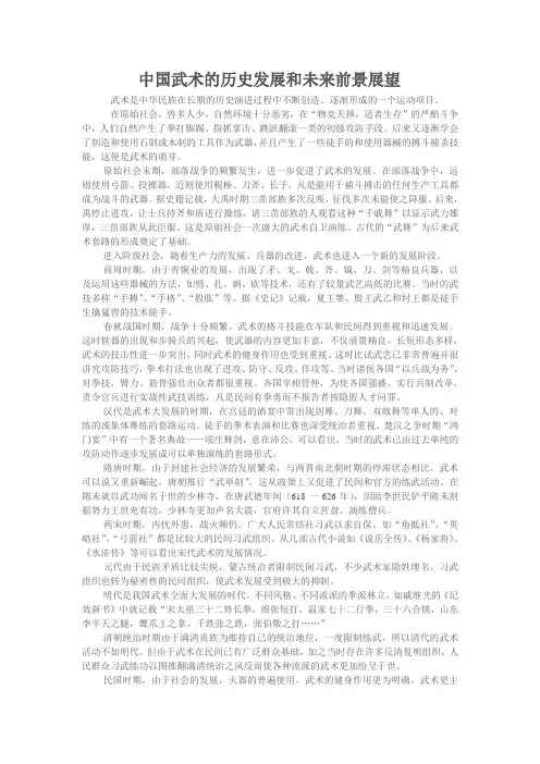 中国武术的发展、历史与现状