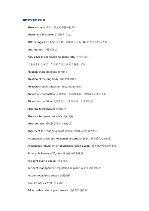 消防专业英语词汇表