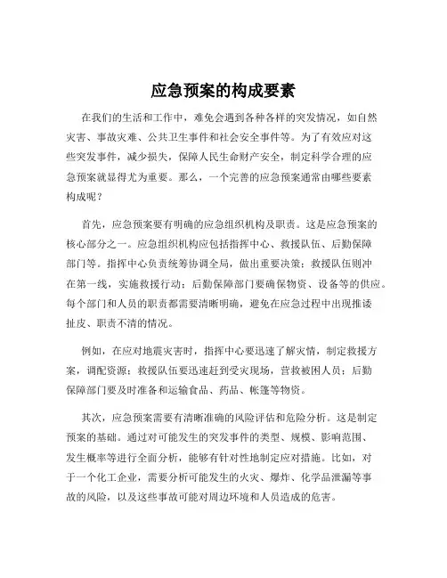 应急预案的构成要素