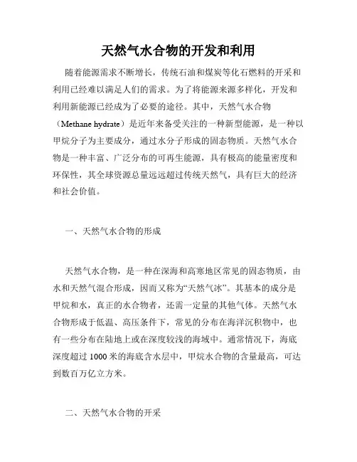 天然气水合物的开发和利用