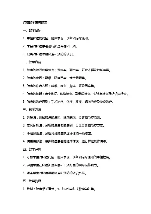 肺癌教学查房教案