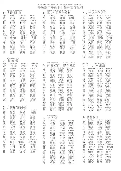 【精品文档】 最新部编版二年级语文下册生字组词(带拼音)