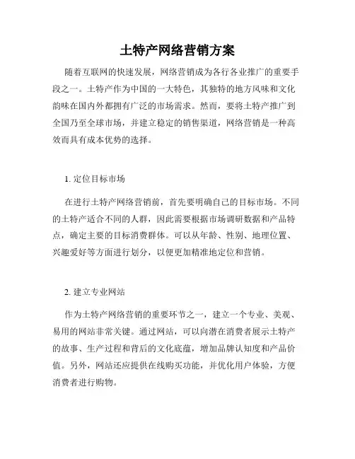 土特产网络营销方案