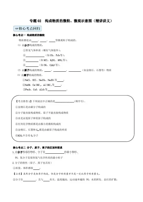 专题02  构成物质的微粒、微观示意图(精讲讲义)(原卷版)中考化学复习