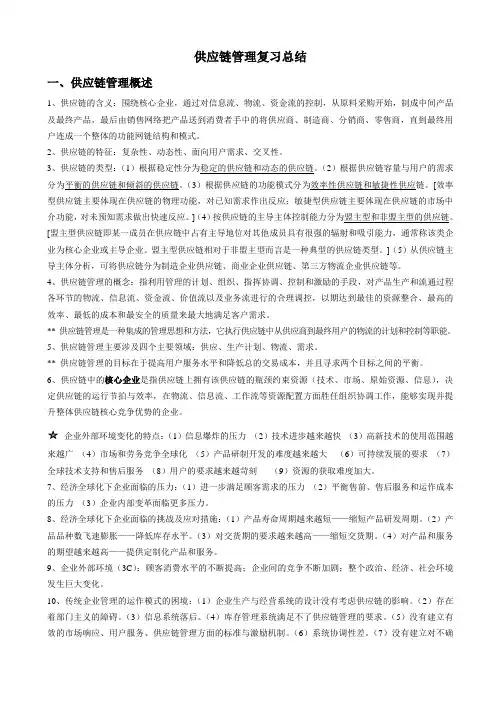供应链管理复习总结