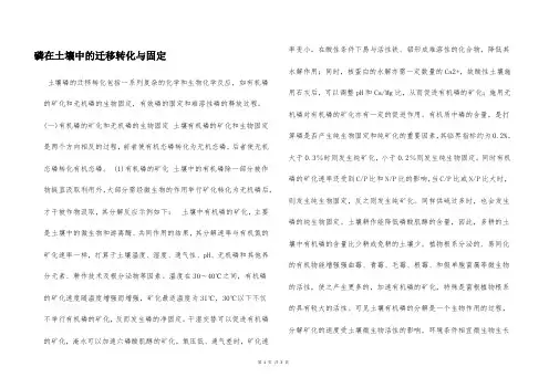 磷在土壤中的迁移转化与固定  
