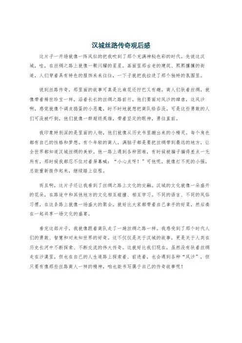 汉城丝路传奇观后感
