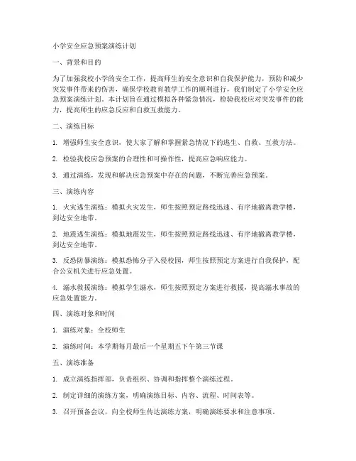 小学安全应急预案演练计划