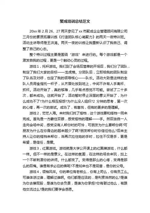 聚成培训总结范文