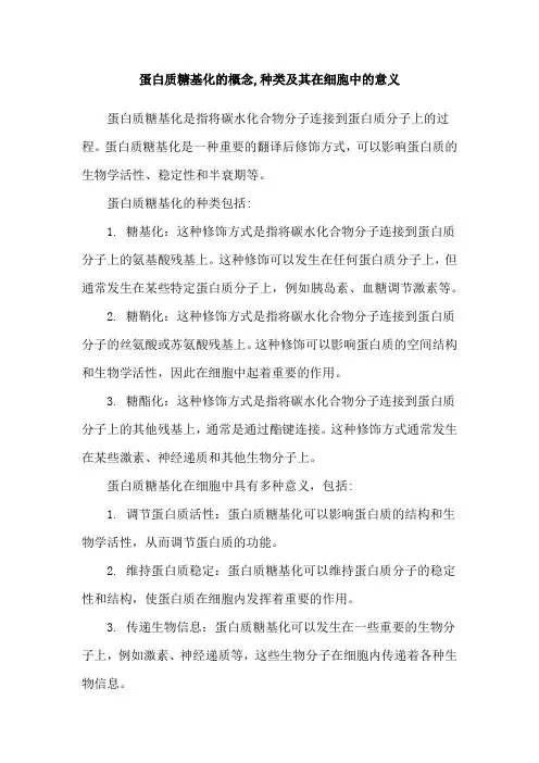 蛋白质糖基化的概念,种类及其在细胞中的意义