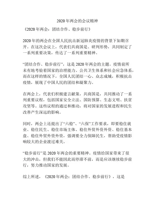 2020年两会的会议精神