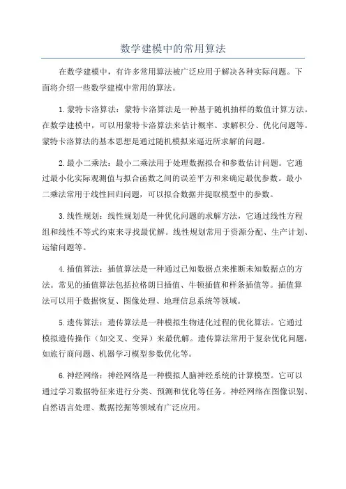 数学建模中的常用算法