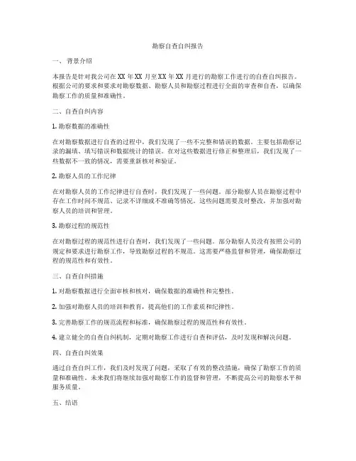 勘察自查自纠报告