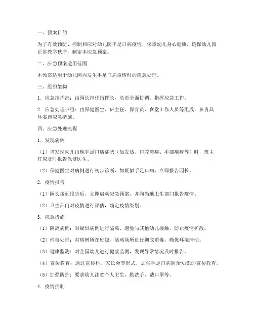 幼儿园手足口病应急预案
