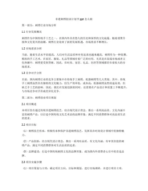 非遗刺绣创业计划书ppt怎么做