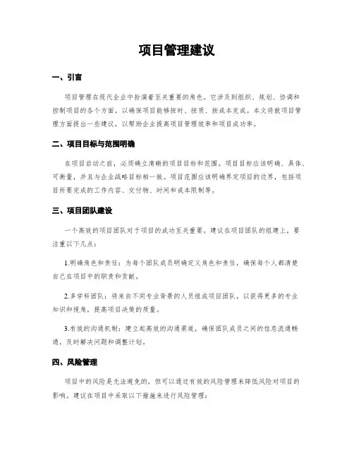 项目管理建议