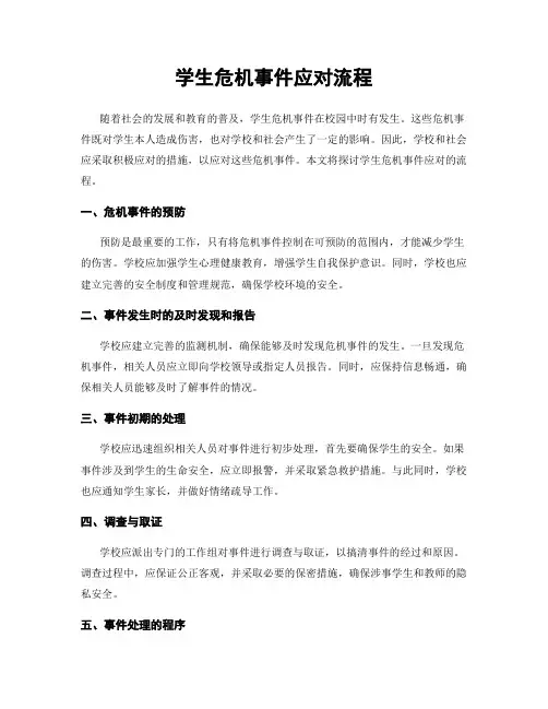 学生危机事件应对流程