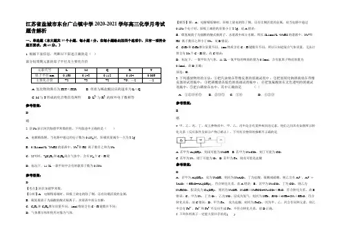 江苏省盐城市东台广山镇中学2020-2021学年高三化学月考试题含解析