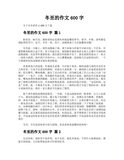 冬至的作文600字