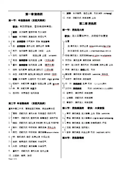 执业药师中药学总结打印版