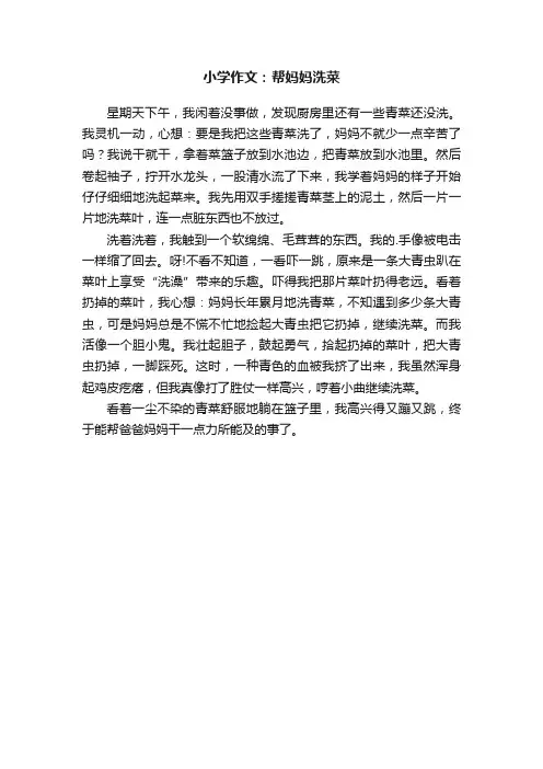 小学作文：帮妈妈洗菜