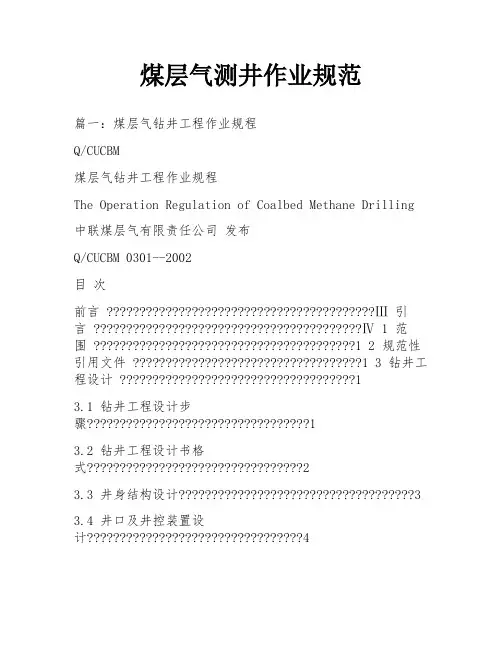 煤层气测井作业规范