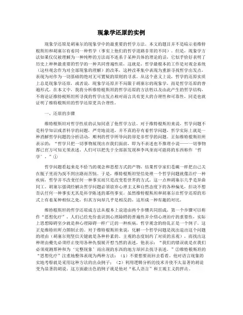 现象学还原的实例