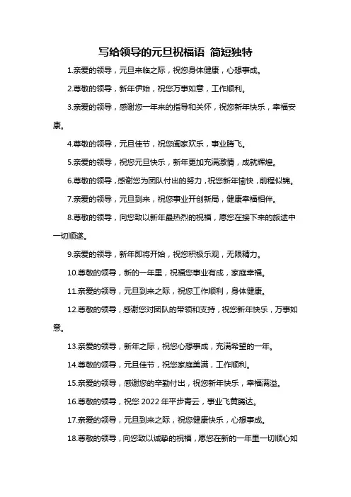 写给领导的元旦祝福语 简短独特