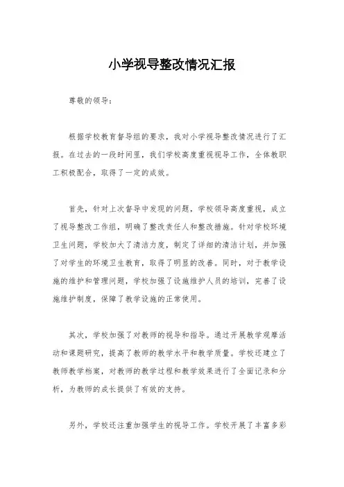 小学视导整改情况汇报
