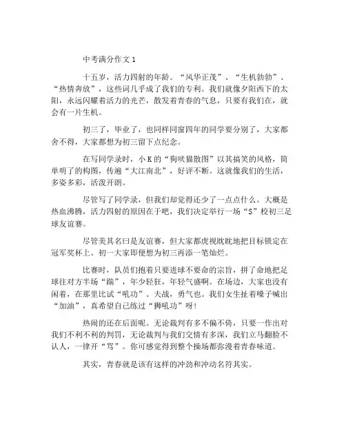 内蒙古中考满分作文大全我们是初升的太阳