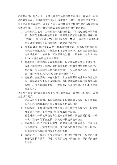 云南扦插月季用的生根剂配方