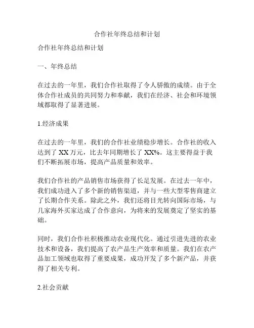 合作社年终总结和计划