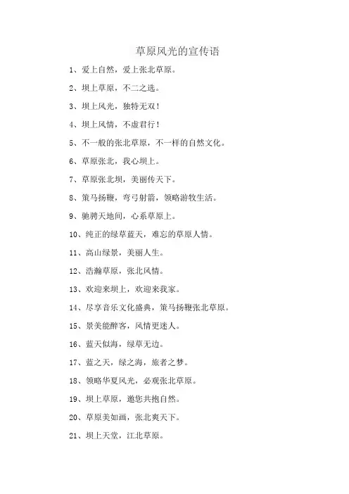 草原风光的宣传语