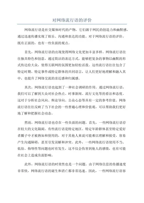 对网络流行语的评价
