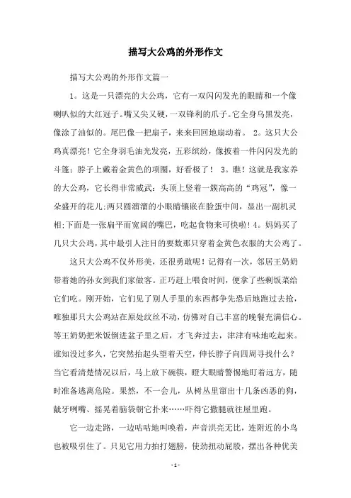 描写大公鸡的外形作文