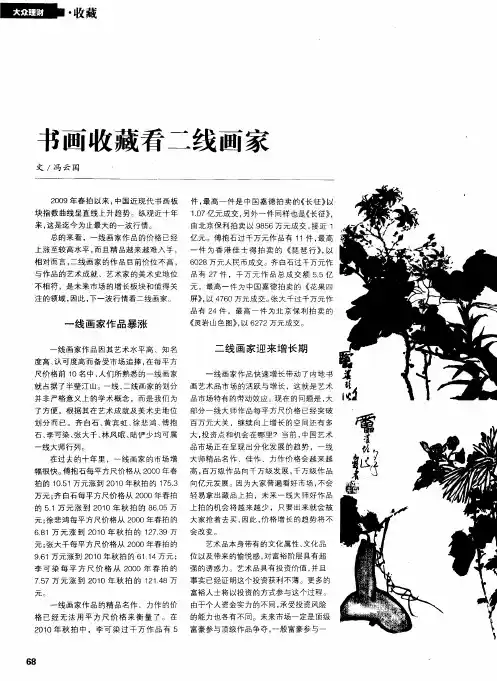 书画收藏看二线画家