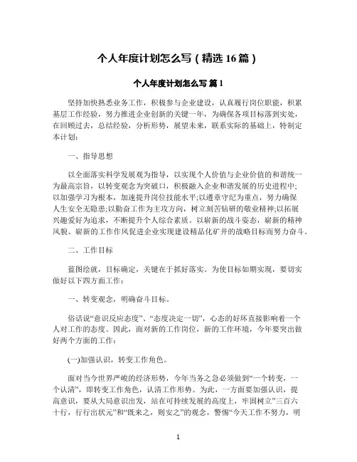 个人年度计划怎么写(精选16篇)