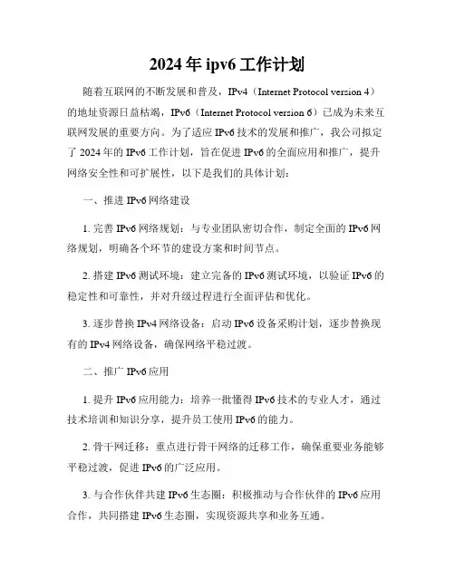 2024年ipv6工作计划