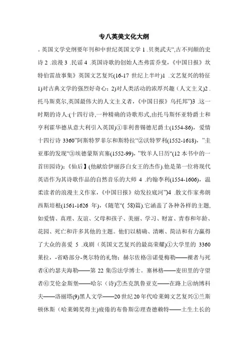 专八英美文化大纲.doc