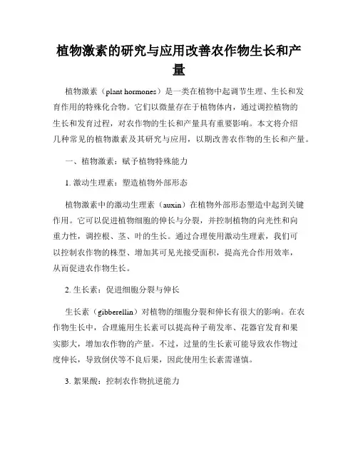 植物激素的研究与应用改善农作物生长和产量