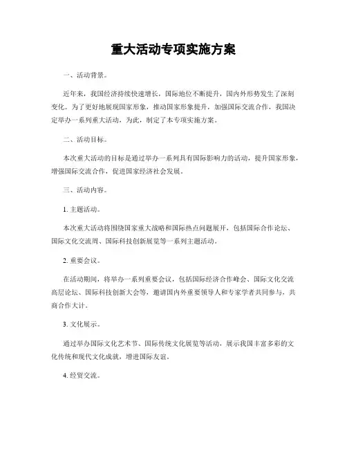 重大活动专项实施方案