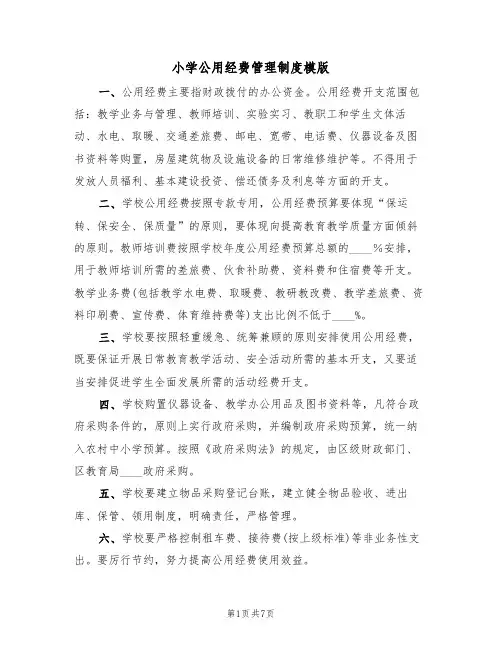 小学公用经费管理制度模版（3篇）