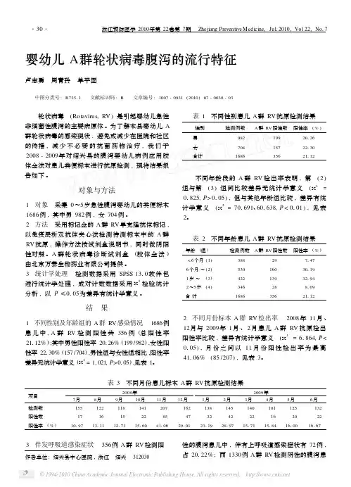 婴幼儿A群轮状病毒腹泻的流行特征