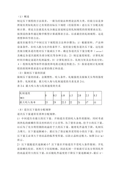 课程设计压下规程