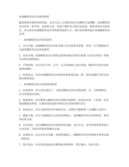 协商解除劳动合同谈判流程