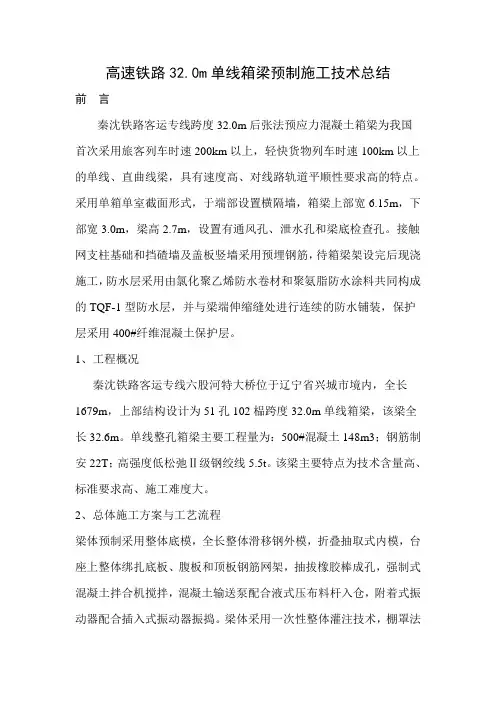 高速铁路32.0m单线箱梁